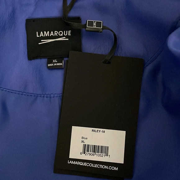 LAMARQUE Women’s Riley Leather Moto Jacket Size XL Blue Asymmetrical NWT - Picture 7 of 12